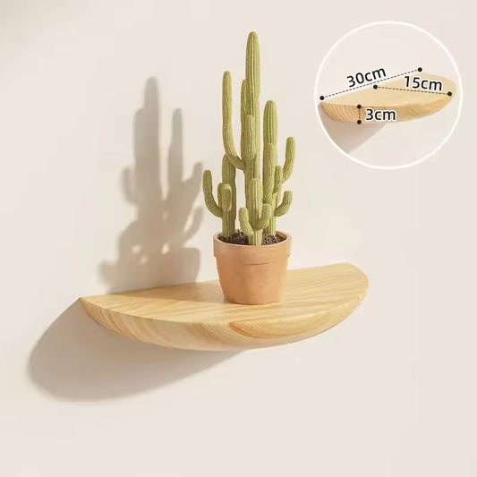 Decorative Floating Wooden Semicircle Wall Shelves