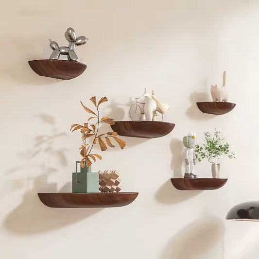 Decorative Floating Wooden Semicircle Wall Shelves